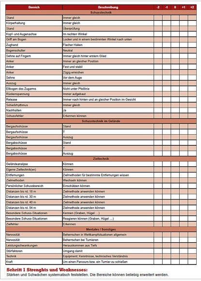 Schritt 1 Strenghts und Weaknesses: